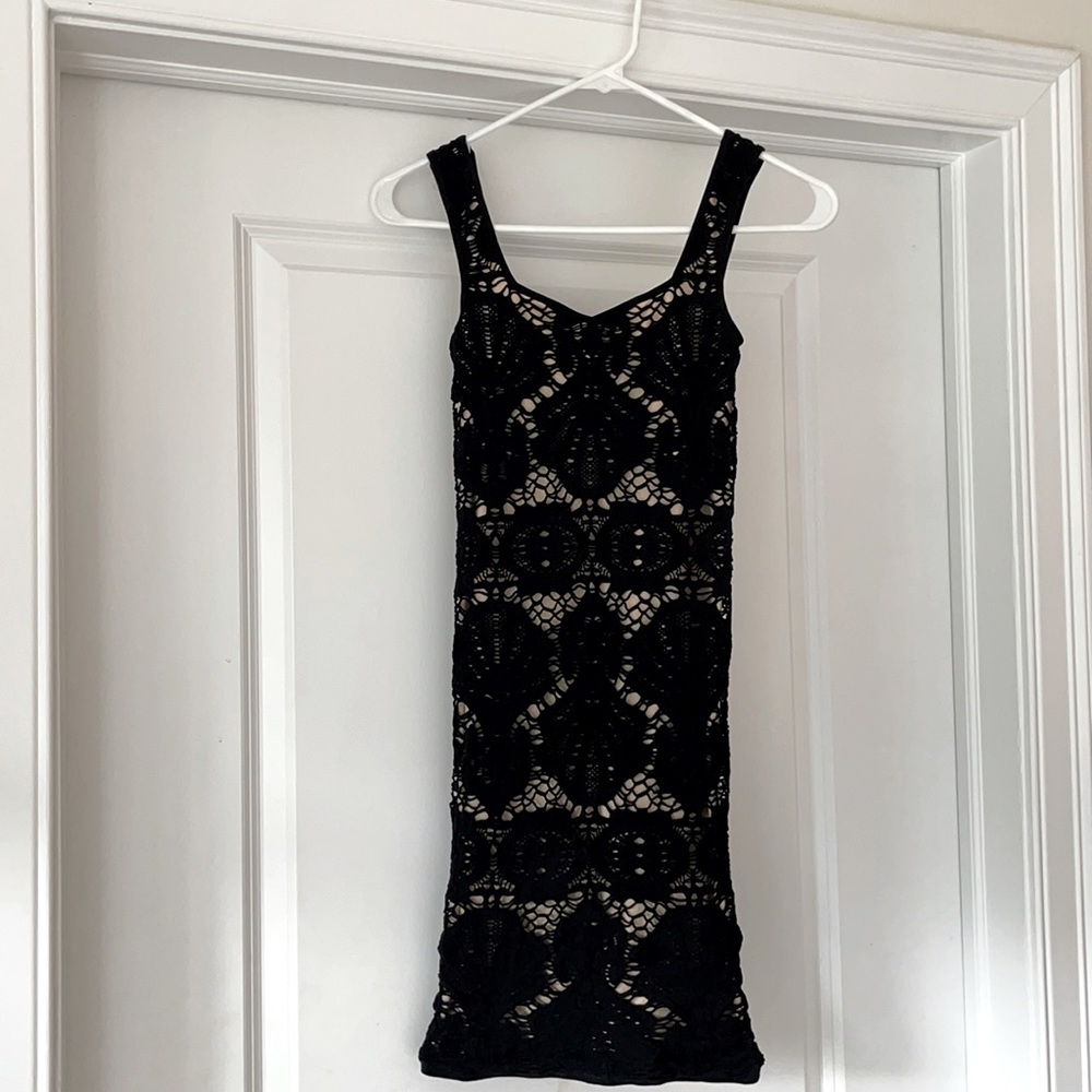 Bodycon black lace free people dress